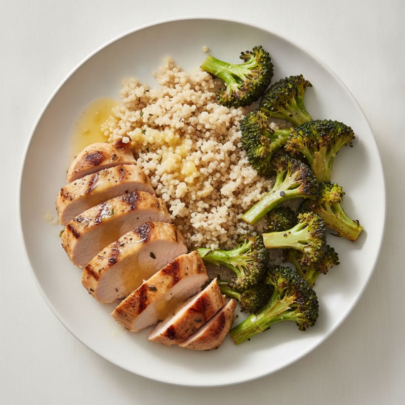 Grilled Turkey Breast with Roasted Broccoli and Quinoa