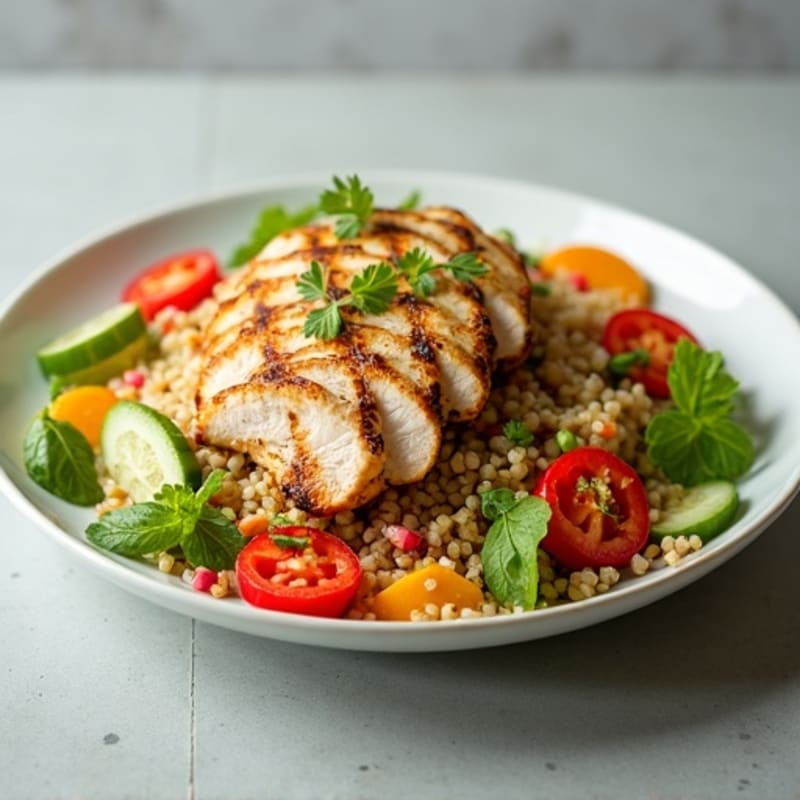 Grilled Chicken and Quinoa Salad with Crunchy Vegetables