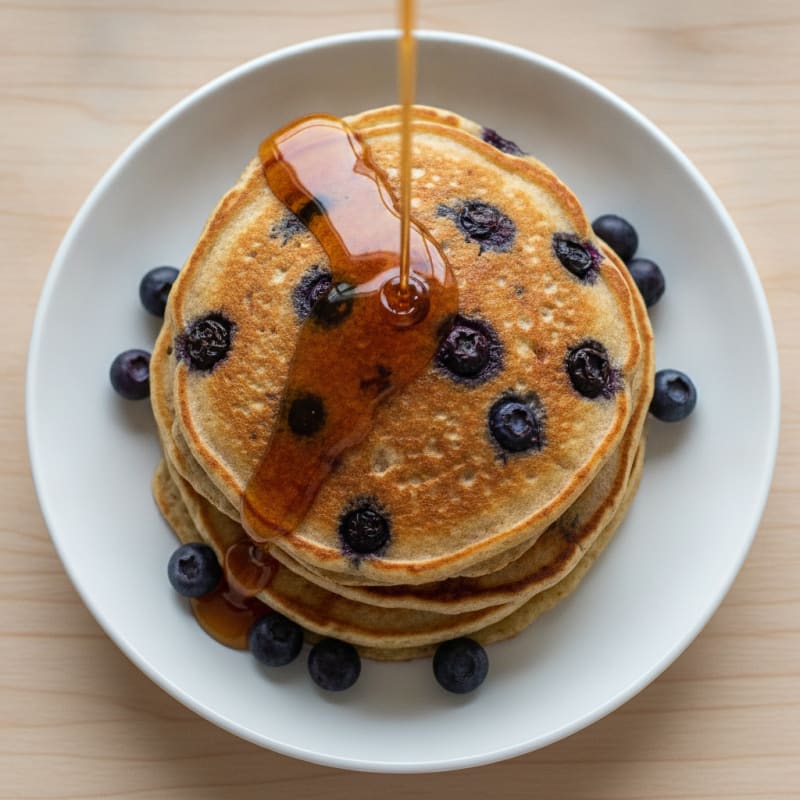 Blueberry Pancakes with Maple Syrup