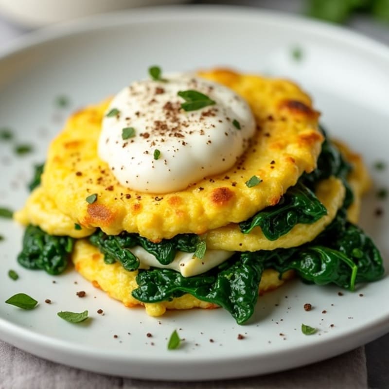 Scrambled Egg Whites with Cottage Cheese and Sautéed Spinach