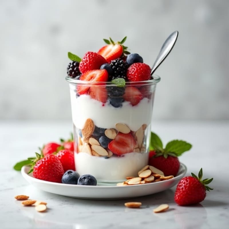 Greek Yogurt Protein Parfait with Berries and Almonds