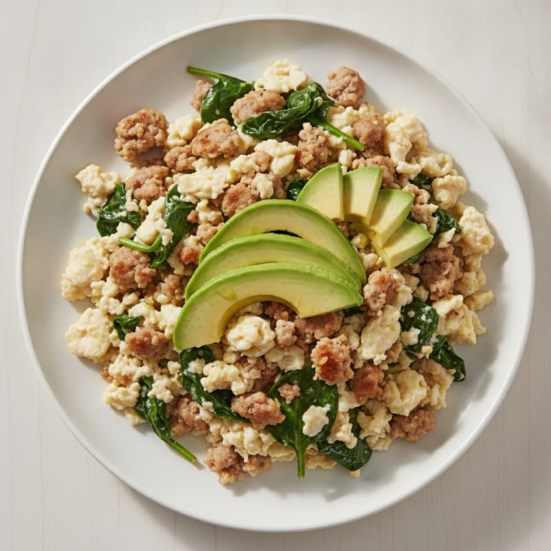 Egg White and Turkey Sausage Scramble with Spinach