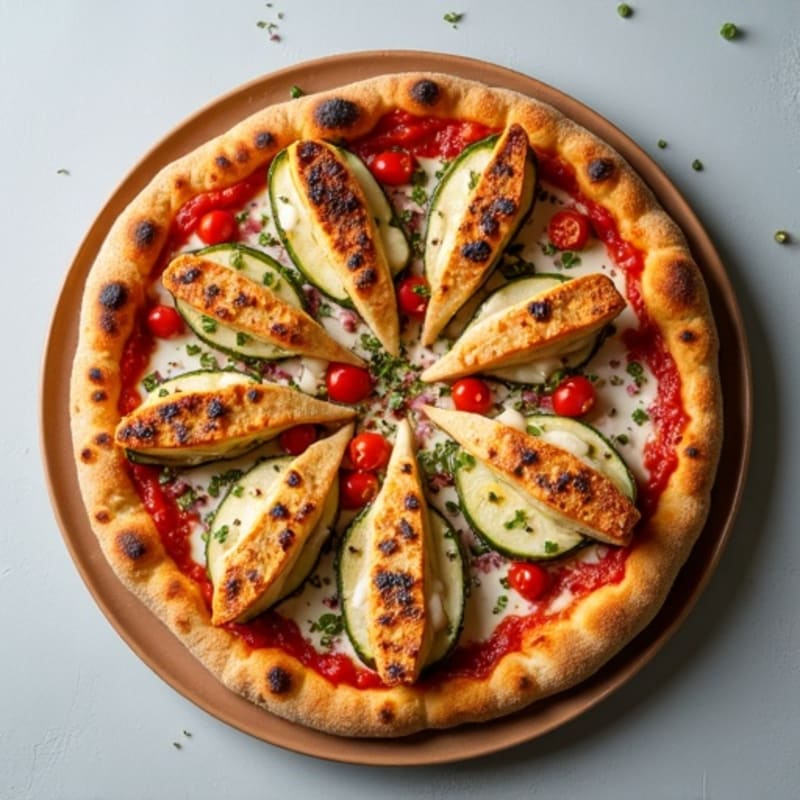 Crispy Sourdough Pizza with Chicken and Roasted Vegetables