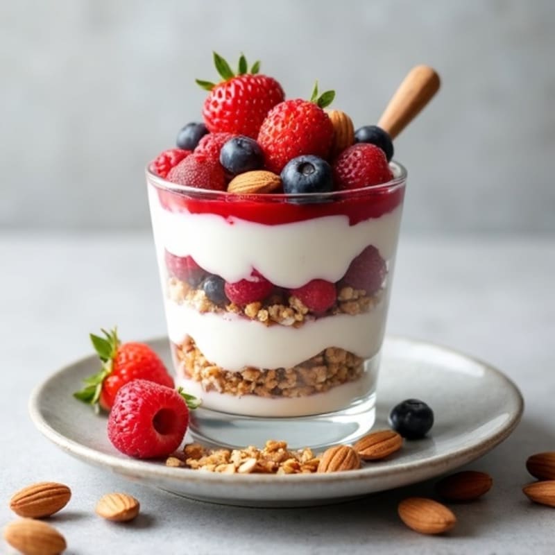 Creamy Greek Yogurt Parfait with Berries and Almonds