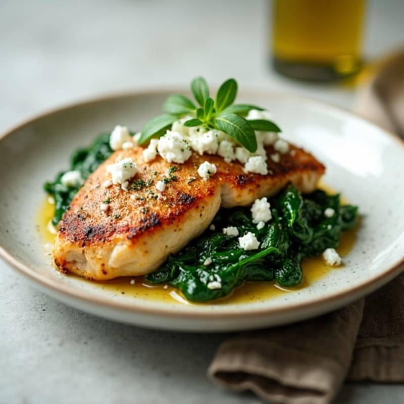 Herb-Roasted Chicken with Creamy Spinach and Feta