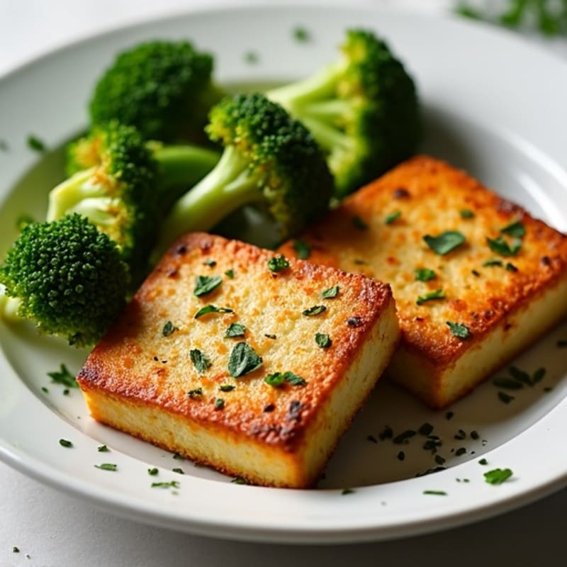 Crispy Herbed Tofu Steaks with Roasted Broccoli