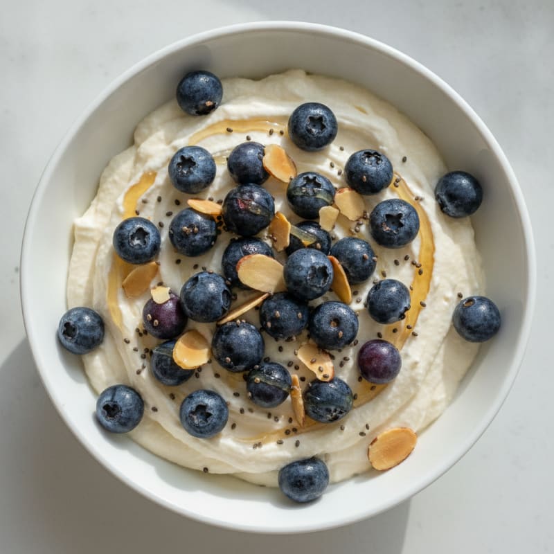 Silky Vanilla Protein Yogurt with Berries and Chia Seeds