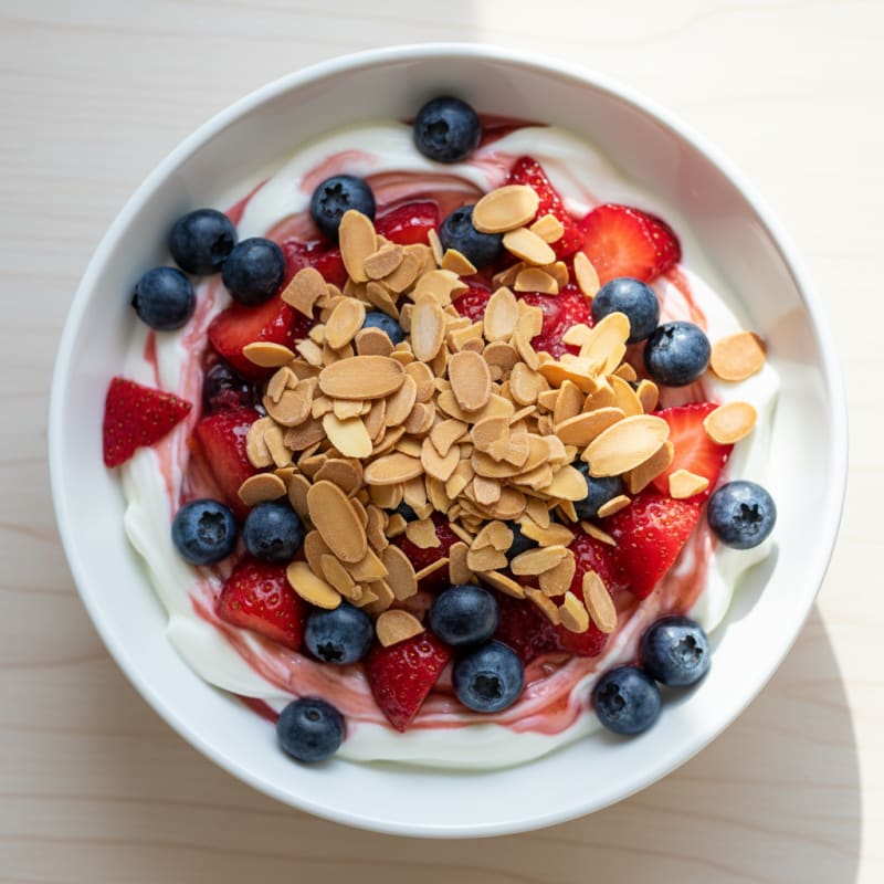 Creamy Greek Yogurt Protein Parfait with Berries and Almonds
