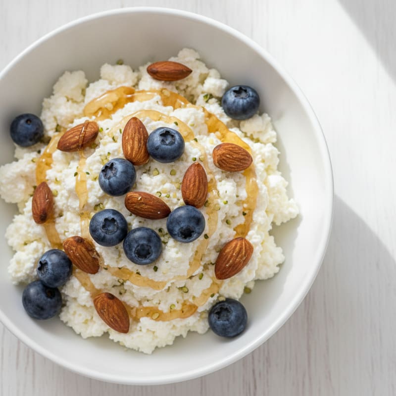 Cottage Cheese and Berry Protein Bowl with Almonds