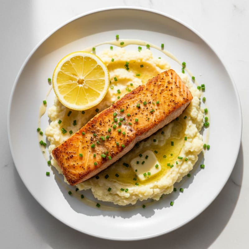 Pan-Seared Salmon with Creamy Cauliflower Mash
