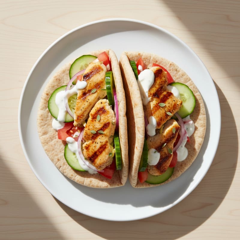 Tender Lemon-Herb Chicken Pita Wraps