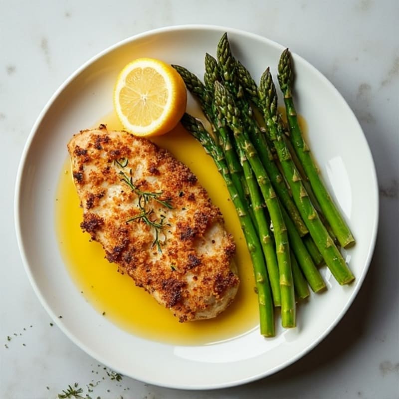 Crispy Lemon Herb Chicken with Roasted Asparagus