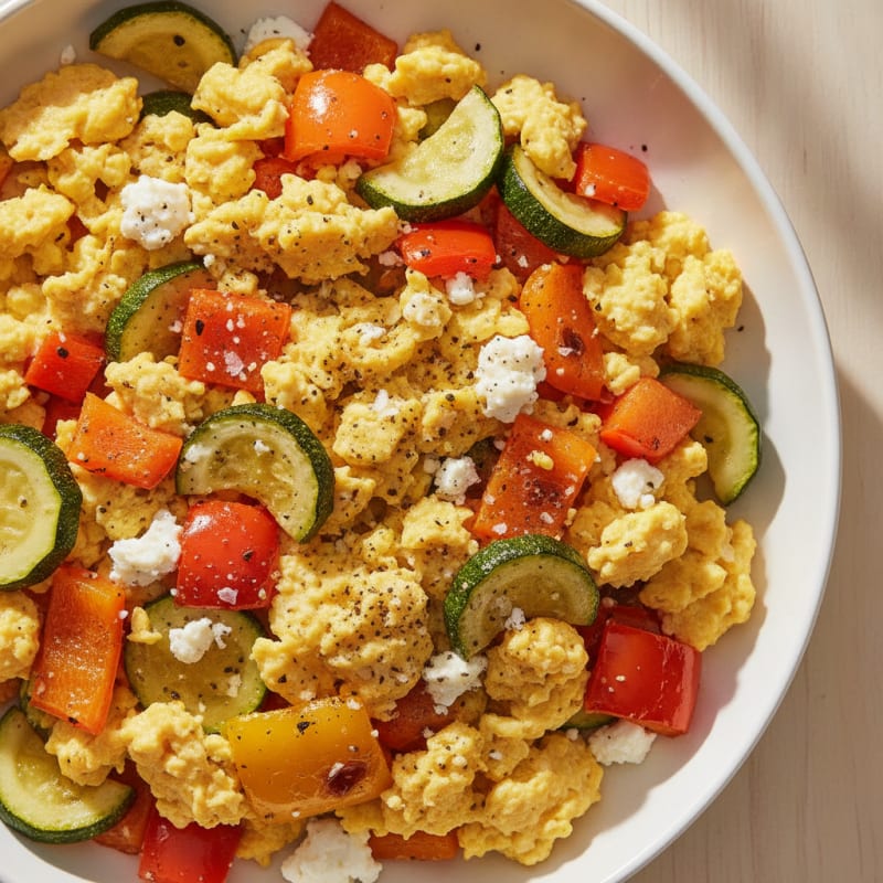 Hearty Scrambled Eggs with Roasted Vegetables