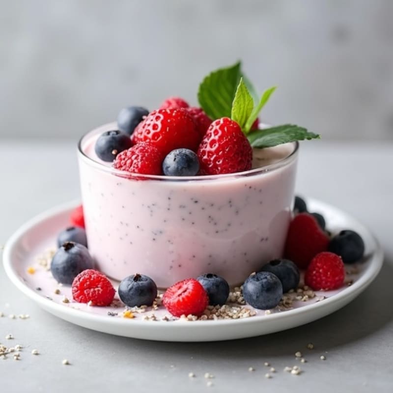 Silky Greek Yogurt Protein Pudding with Berries