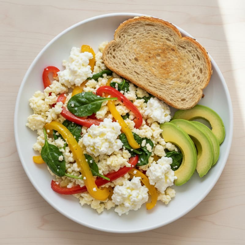 Egg White Veggie Scramble with Cottage Cheese
