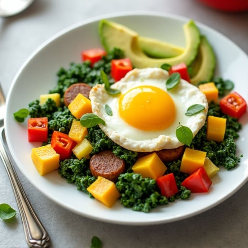 Egg White and Turkey Sausage Scramble with Spinach