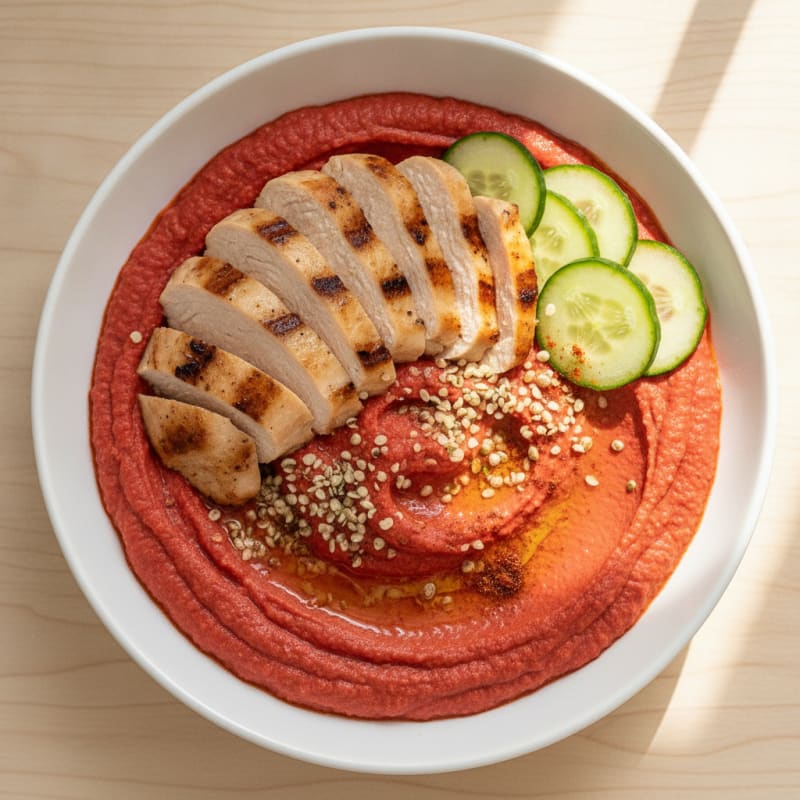 Protein-Packed Roasted Red Pepper Hummus Bowl