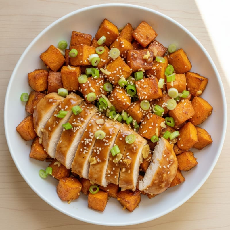 Honey-Garlic Chicken and Sweet Potato Bowl