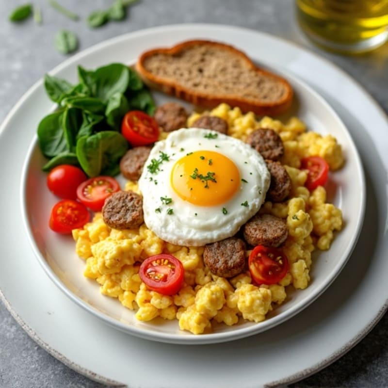 Egg White and Turkey Sausage Scramble with Cottage Cheese