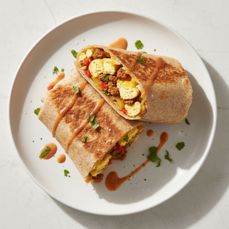 Crispy Chorizo and Egg Breakfast Burrito