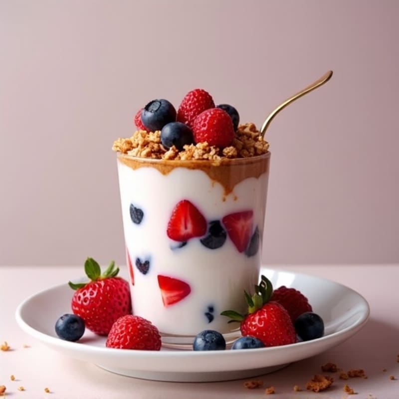 Greek Yogurt Protein Parfait with Mixed Berries and Almond Butter