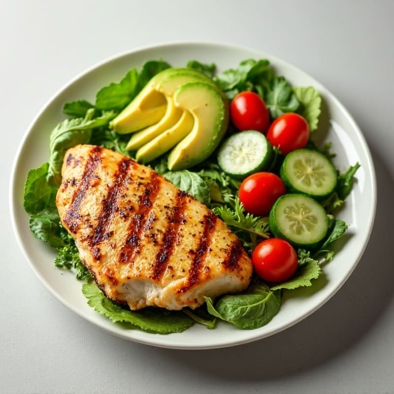 Grilled Chicken Breast with Crunchy Garden Salad
