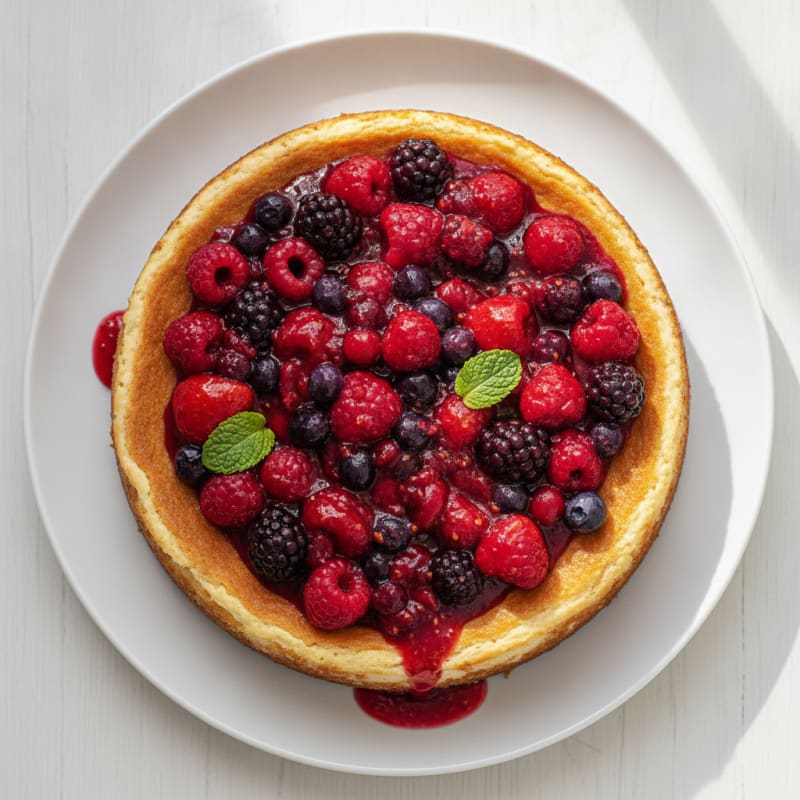 Greek Yogurt Protein Cheesecake with Mixed Berries