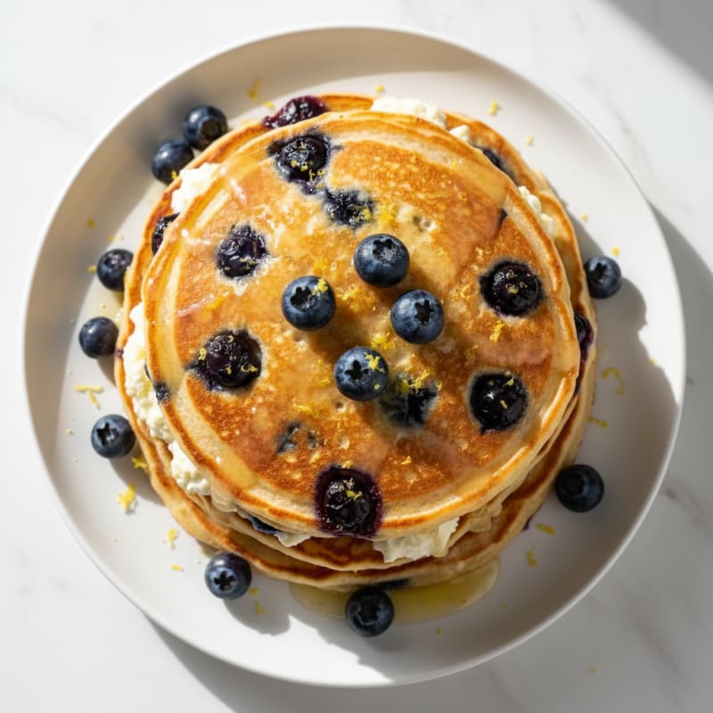 Blueberry Ricotta Pancakes with Lemon Zest
