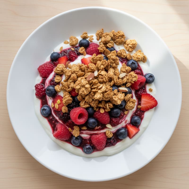 Greek Yogurt Protein Parfait with Mixed Berries