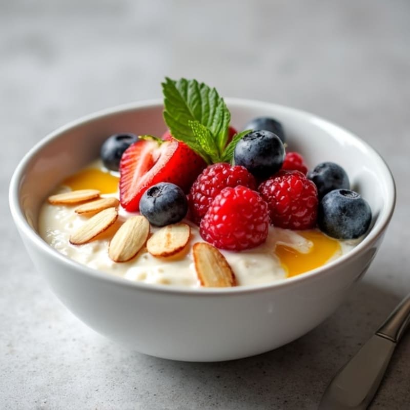 Cottage Cheese Berry Bowl with Sliced Almonds