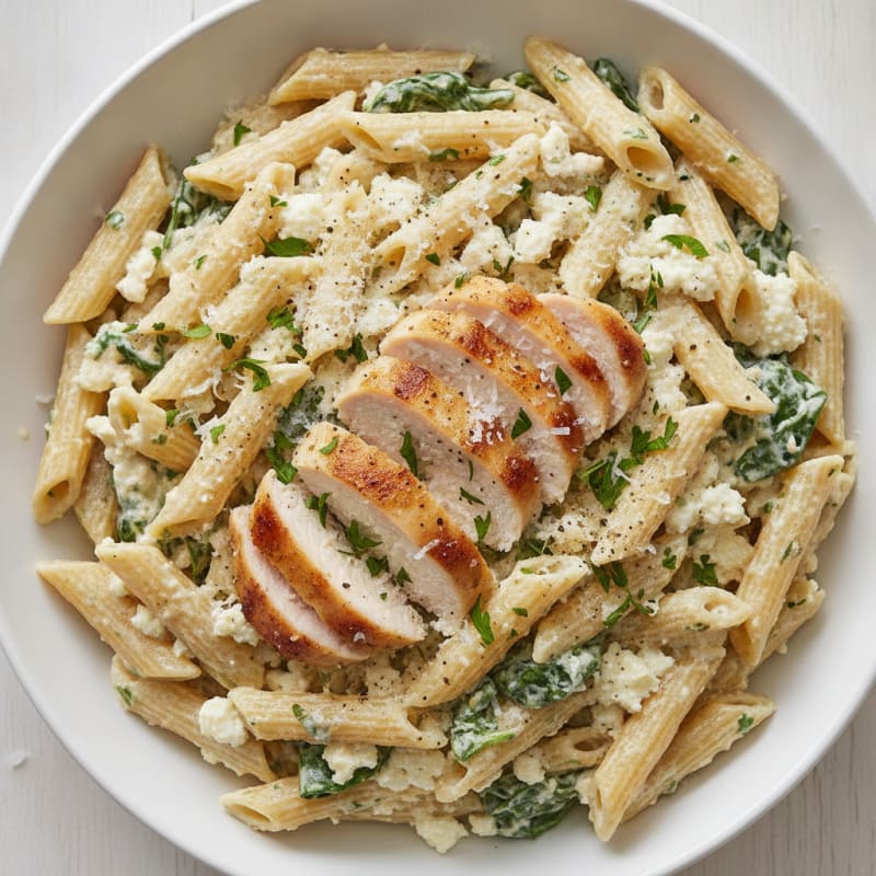 Cottage Cheese Alfredo Pasta with Herbs