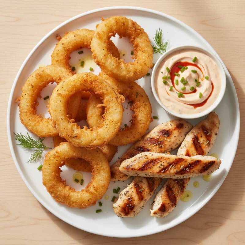 Beer-Battered Onion Rings with Zesty Dip