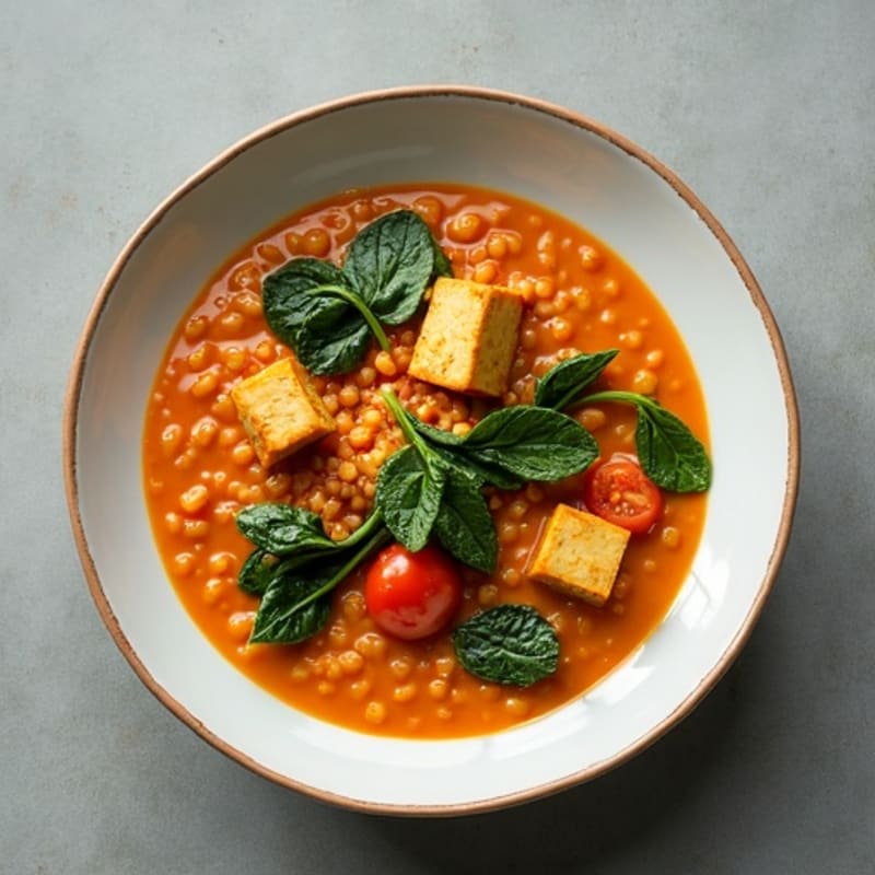 Creamy Red Lentil Curry with Fresh Spinach