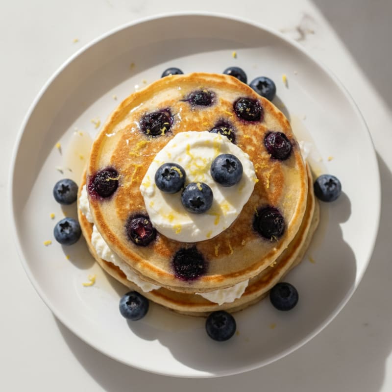 Blueberry Ricotta Pancakes with Lemon Zest