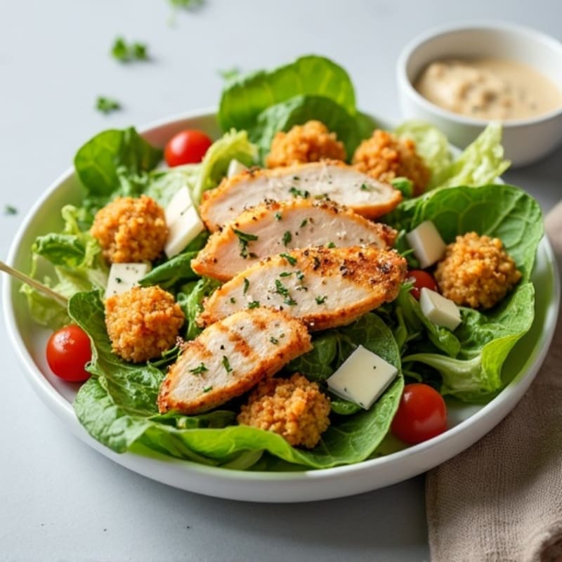 Herb-Grilled Chicken Caesar with Crispy Chickpea Croutons