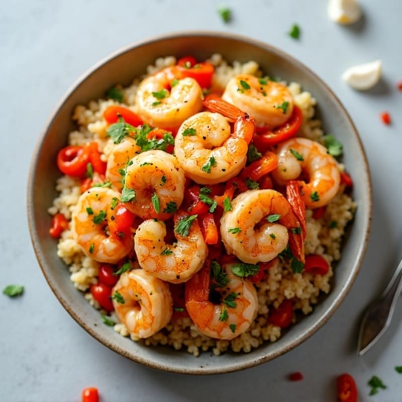 Spicy Shrimp and Chicken Cauliflower Rice Skillet