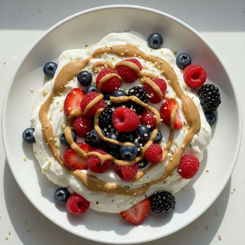 Greek Yogurt Protein Mousse with Mixed Berries
