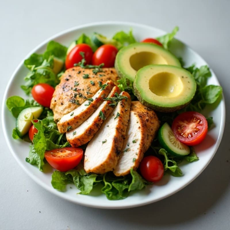 Herb-Marinated Chicken with Crispy Chopped Salad and Zesty Red Wine Vinaigrette
