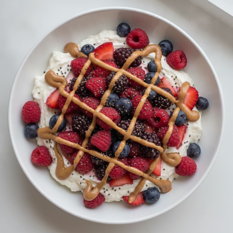 Greek Yogurt Protein Mousse with Mixed Berries