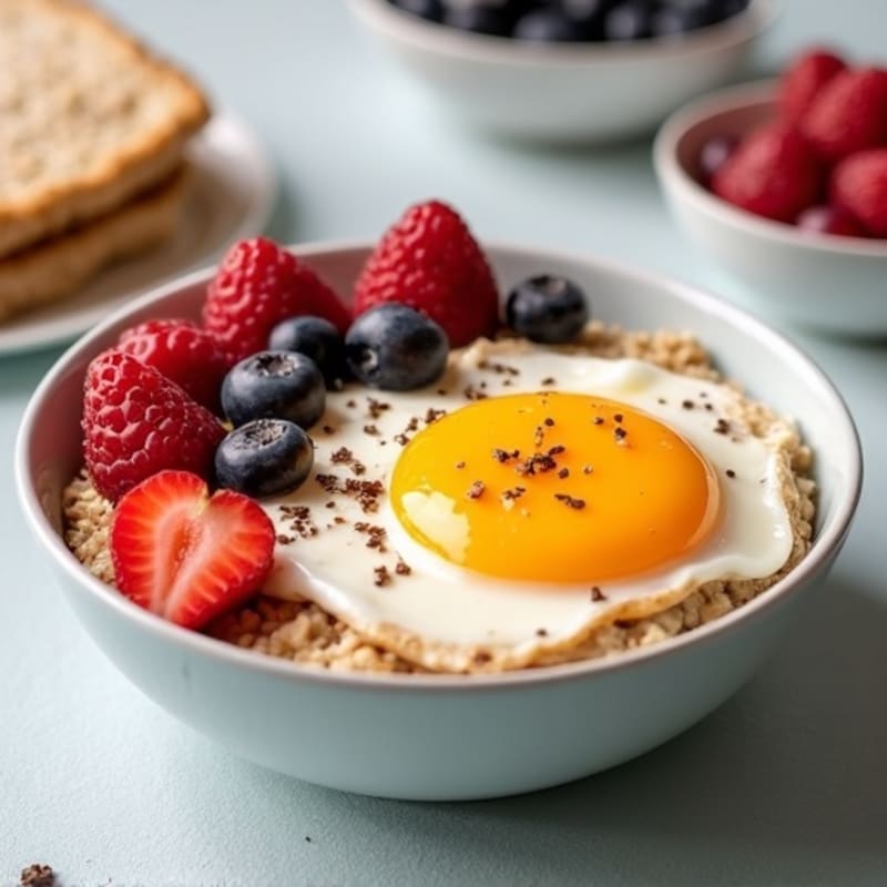 Egg and Cottage Cheese Oatmeal with Fresh Berries