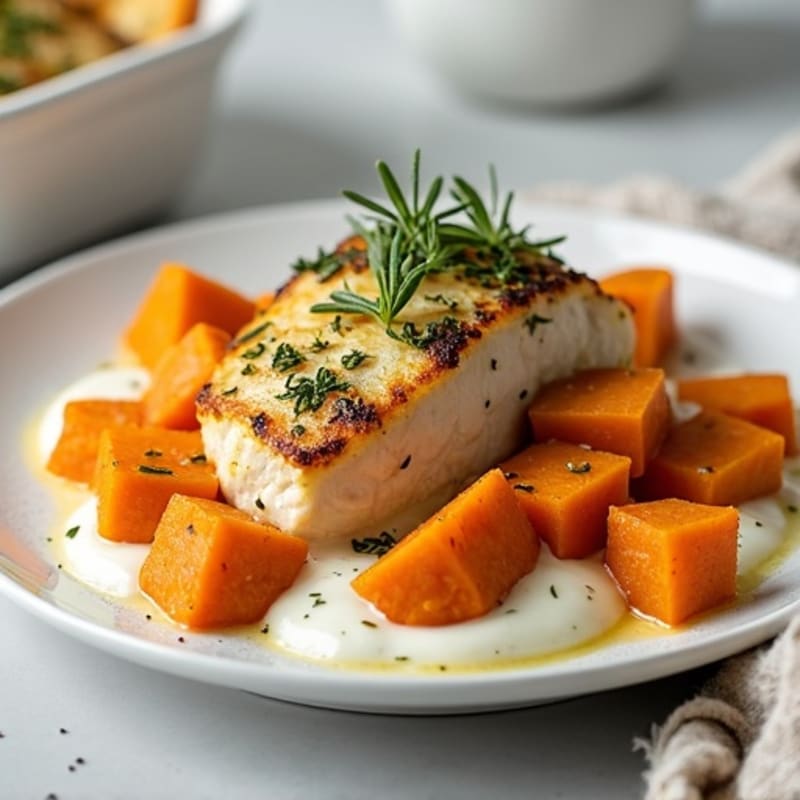 Creamy Herb-Baked Chicken and Sweet Potato Casserole