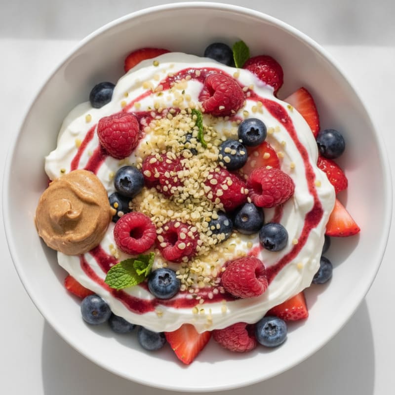 Greek Yogurt Protein Parfait with Mixed Berries