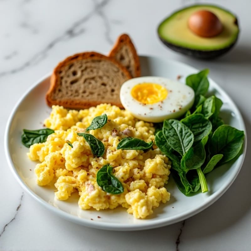 Egg White Scramble with Spinach and Turkey Breast