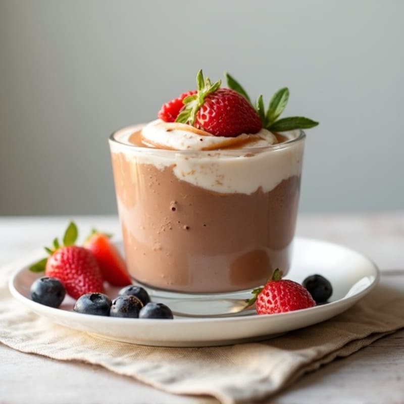 Silky Chocolate Protein Greek Yogurt with Almond Butter Swirl