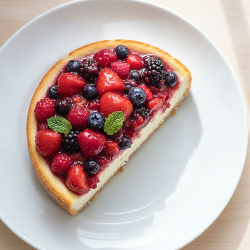 Greek Yogurt Protein Cheesecake with Mixed Berries