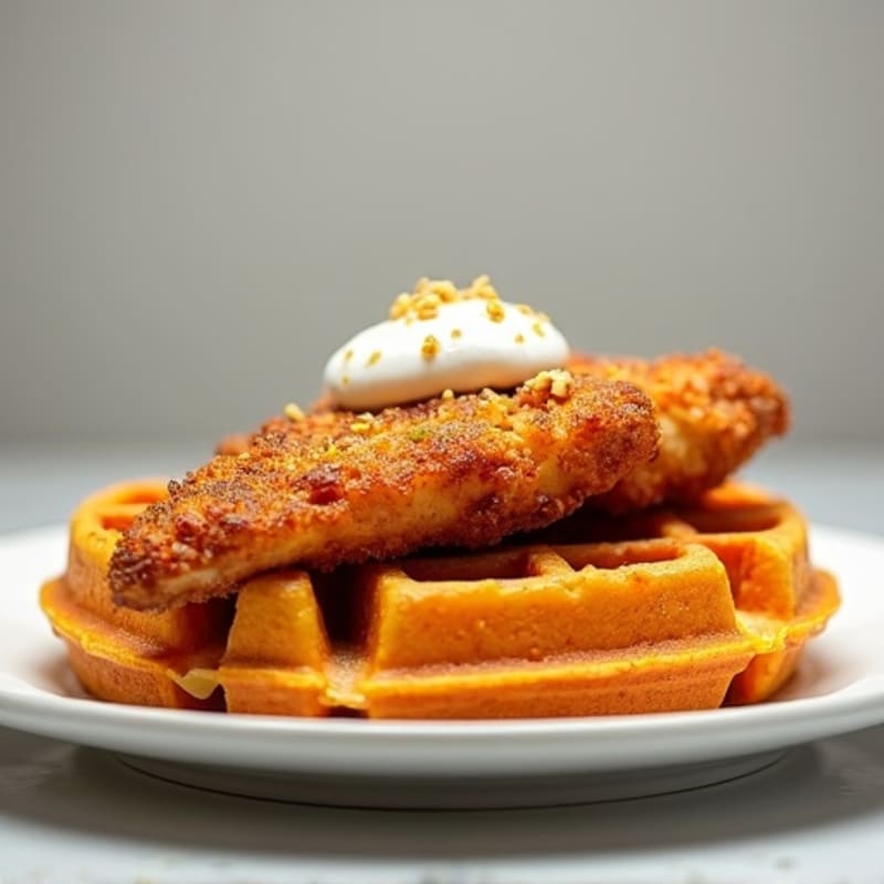 Crispy Almond-Crusted Chicken with Sweet Potato Waffles