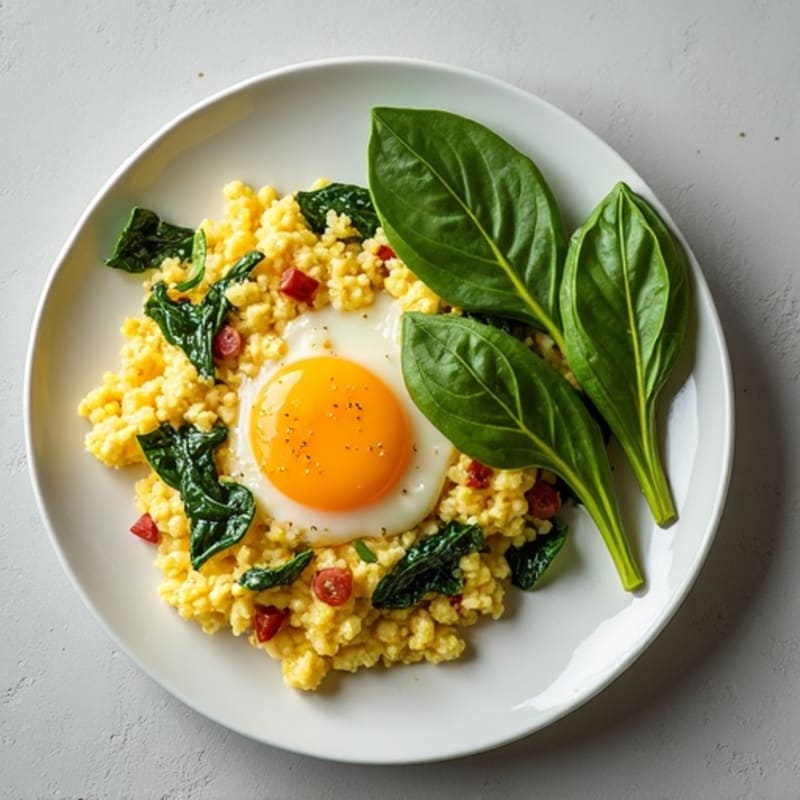 Egg White Scramble with Spinach and Turkey Sausage
