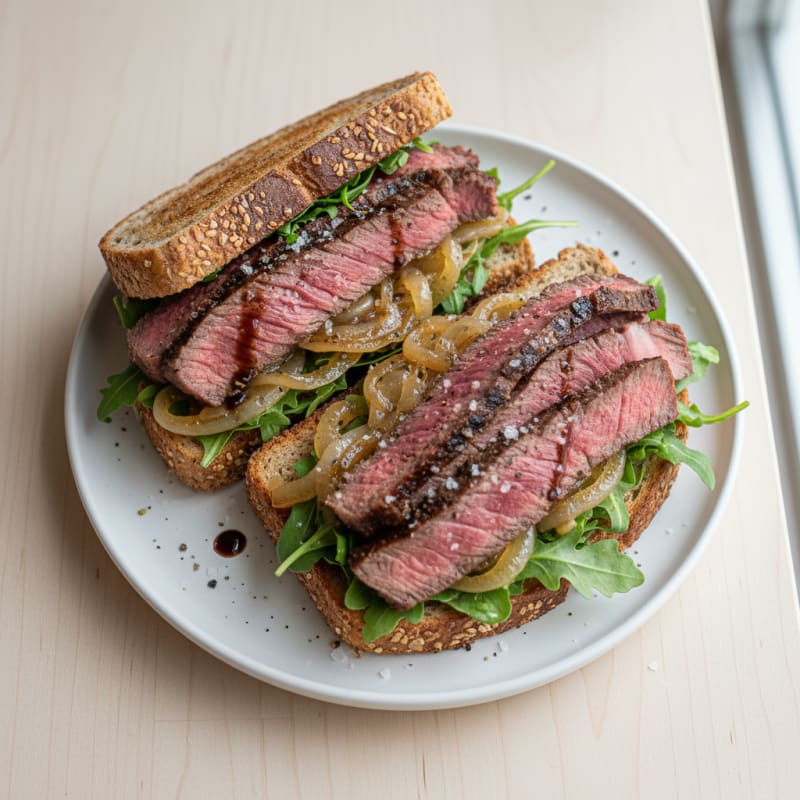 Tender Steak and Caramelized Onion Sandwich