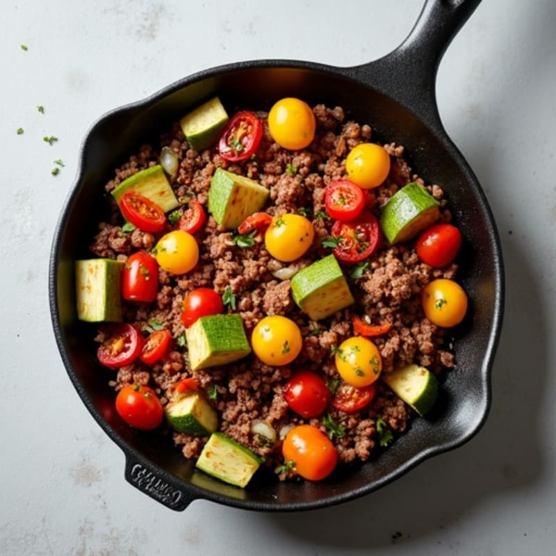 Herb-Seasoned Lean Ground Beef Skillet with Roasted Vegetables