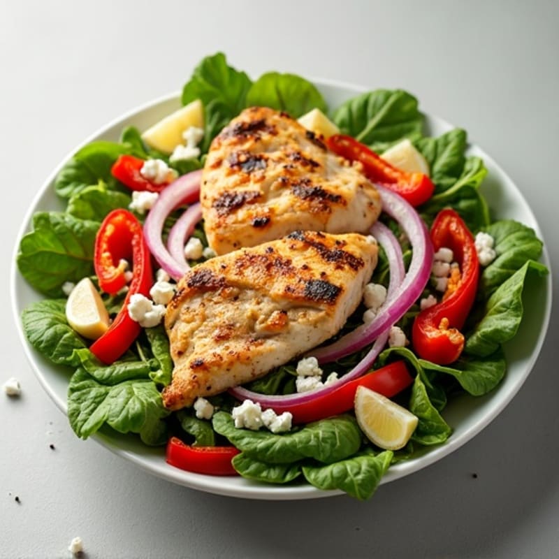 Grilled Chicken Salad with Sweet Peppers and Red Onion